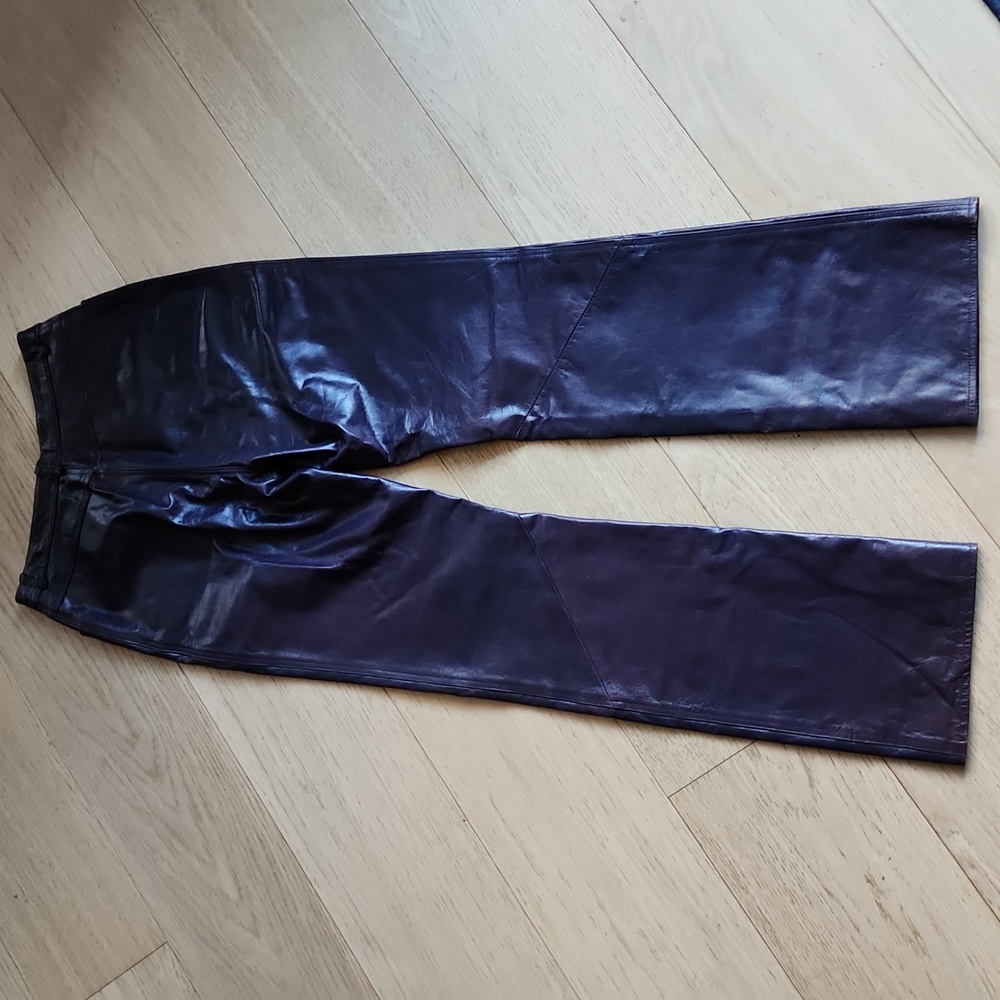 Vintage Elements by Vakko Leather Pants in Aubergine - Picture 2 of 15
